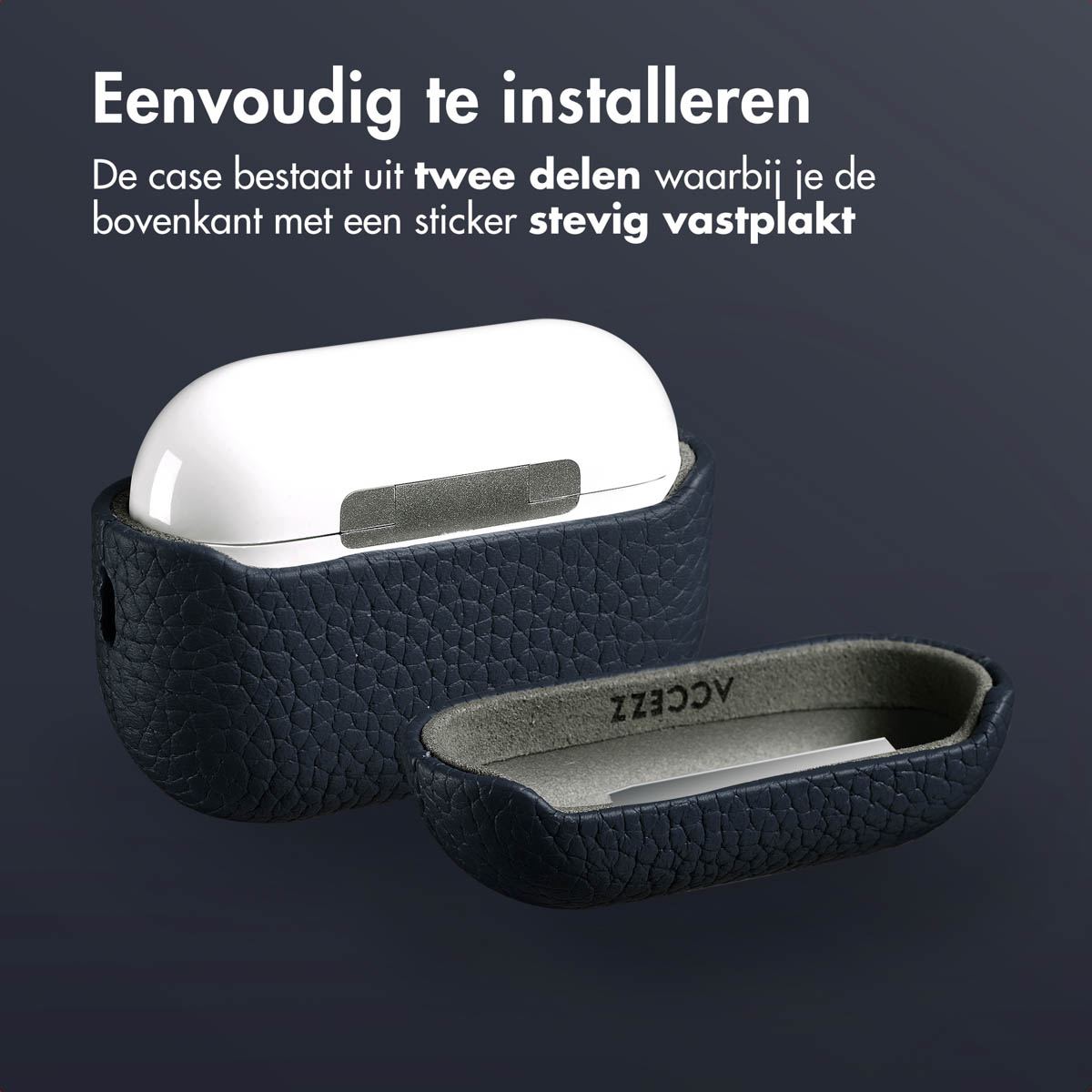 Accezz Echt Leren Case AirPods Pro 2 - Donkerblauw