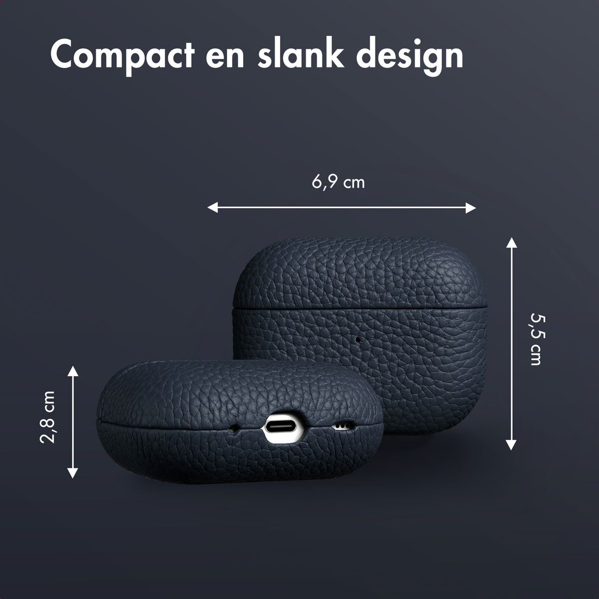 Accezz Echt Leren Case AirPods Pro 2 - Donkerblauw