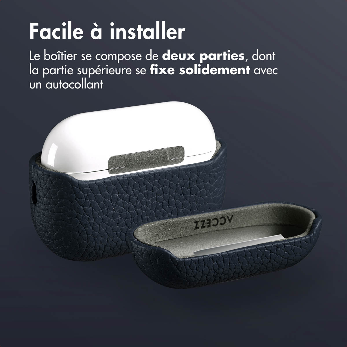 Accezz Echt Leren Case AirPods Pro 2 - Donkerblauw