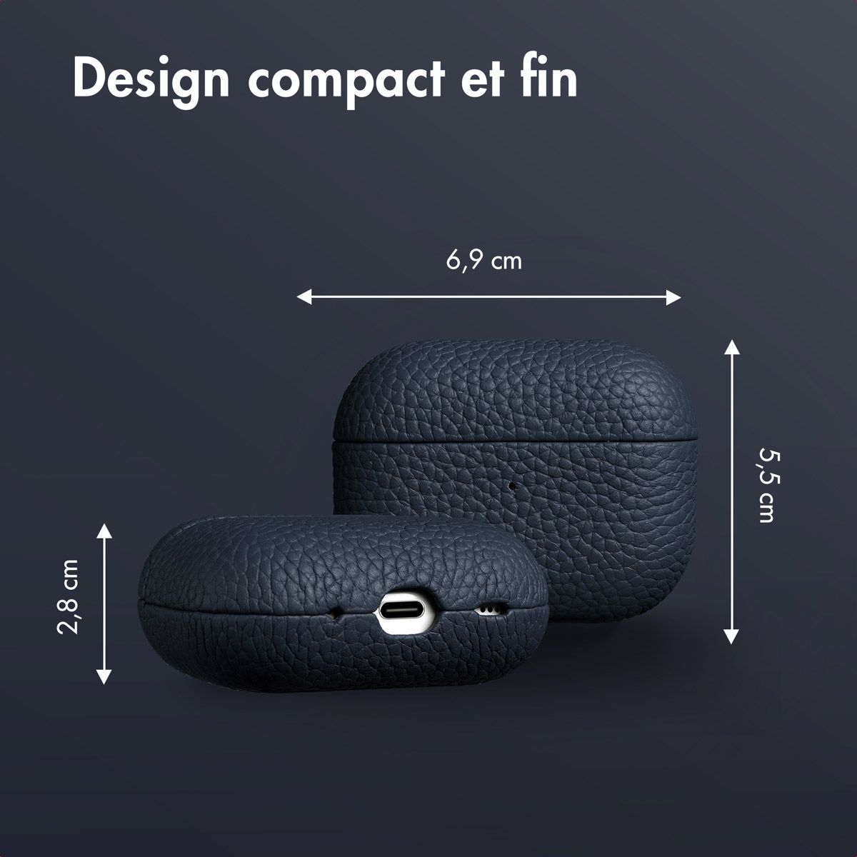 Accezz Echt Leren Case AirPods Pro 2 - Donkerblauw