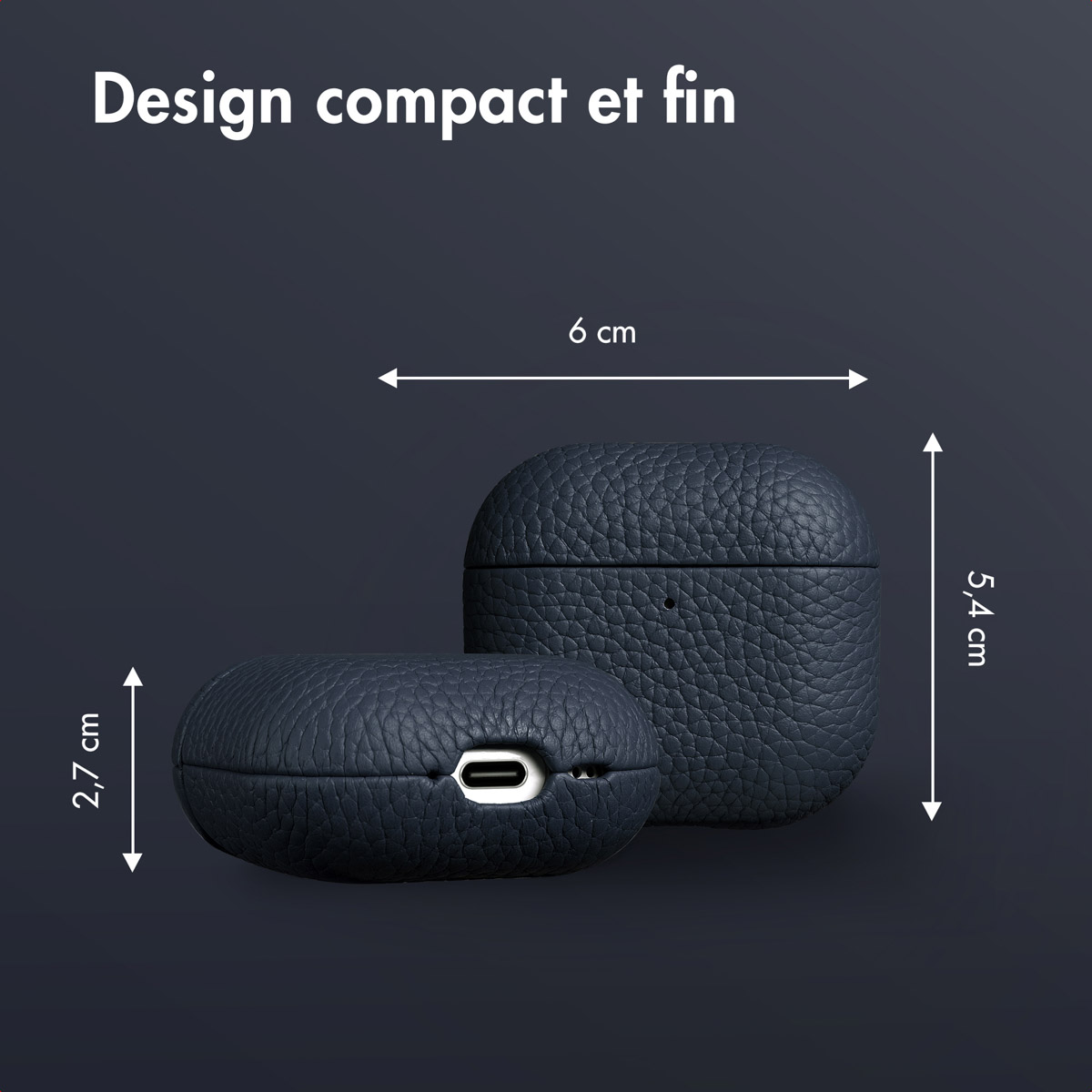 Accezz Echt Leren Case AirPods 4 Donkerblauw
