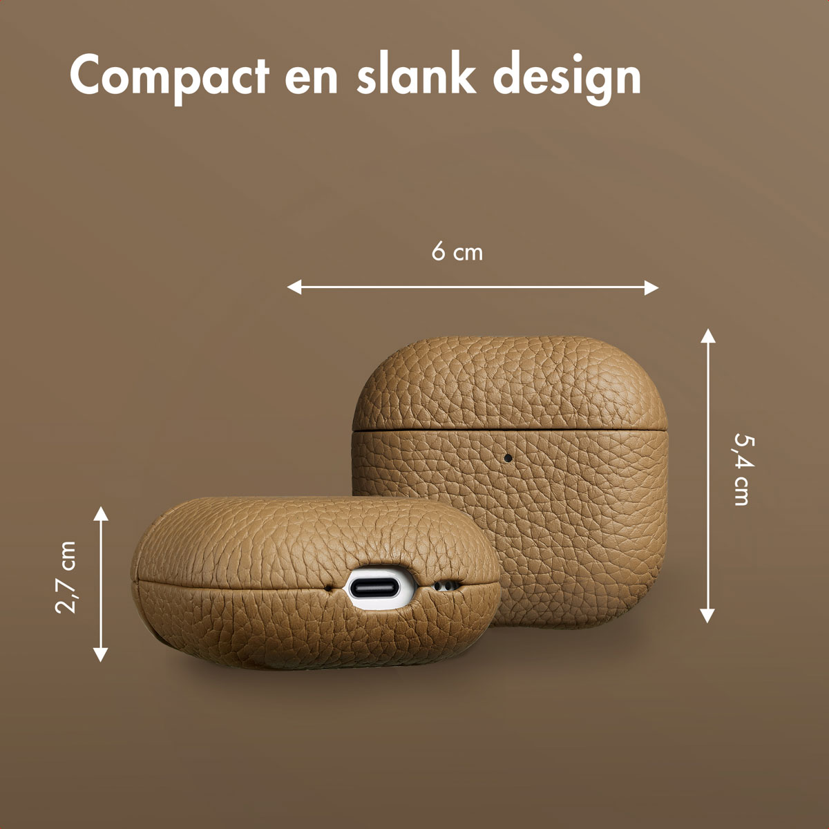 Accezz Echt Leren Case AirPods 4 - Taupe