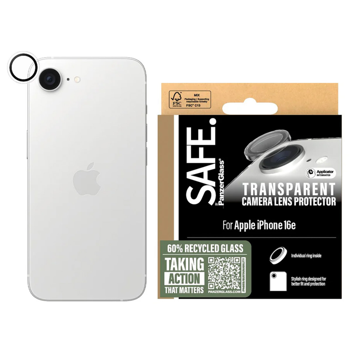 SAFE by PanzerGlass Camera Lens Protector Apple iPhone 16e - Transparant
