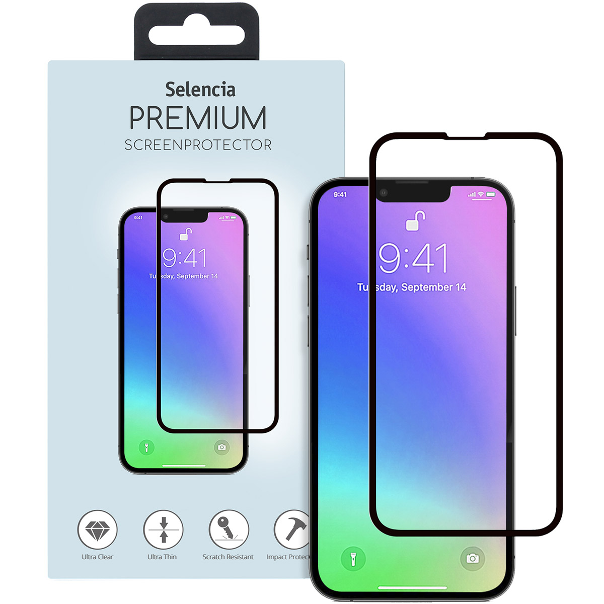 Selencia Gehard Glas Premium Screenprotector Apple iPhone 13 Mini - Zwart