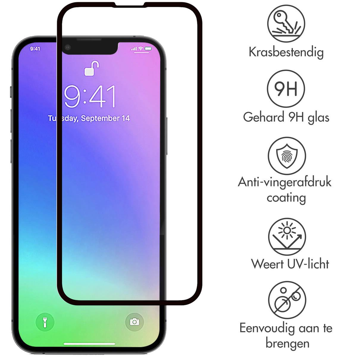 Selencia Gehard Glas Premium Screenprotector Apple iPhone 13 Mini - Zwart