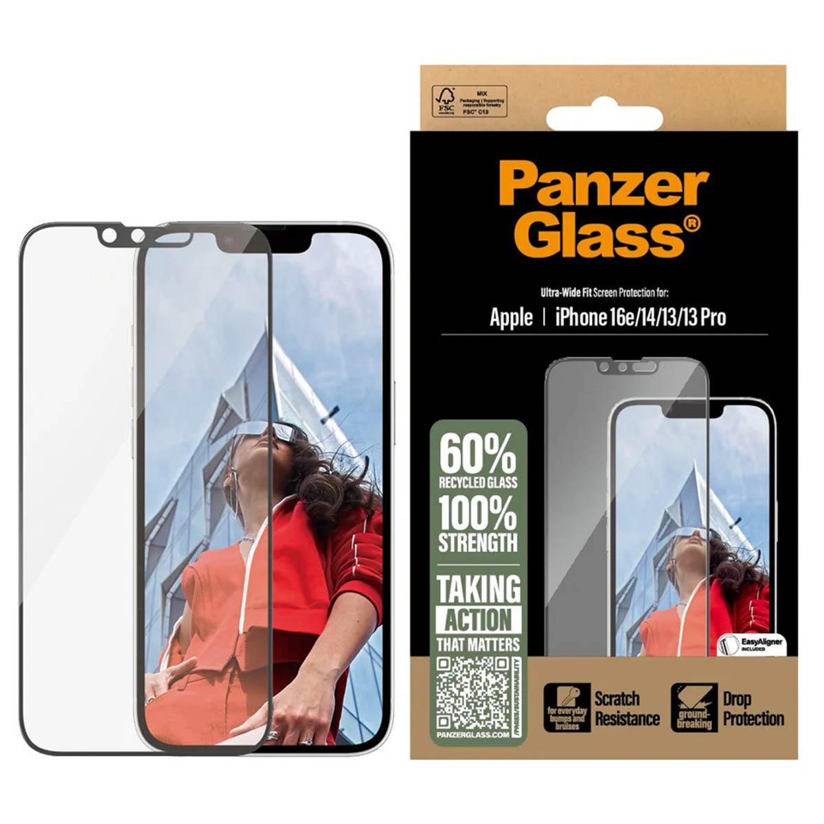 PanzerGlass Ultra-Wide Fit Anti-Bacterial Screenprotector incl. applicator Apple iPhone 13 / 13 Pro / 14 / 16e