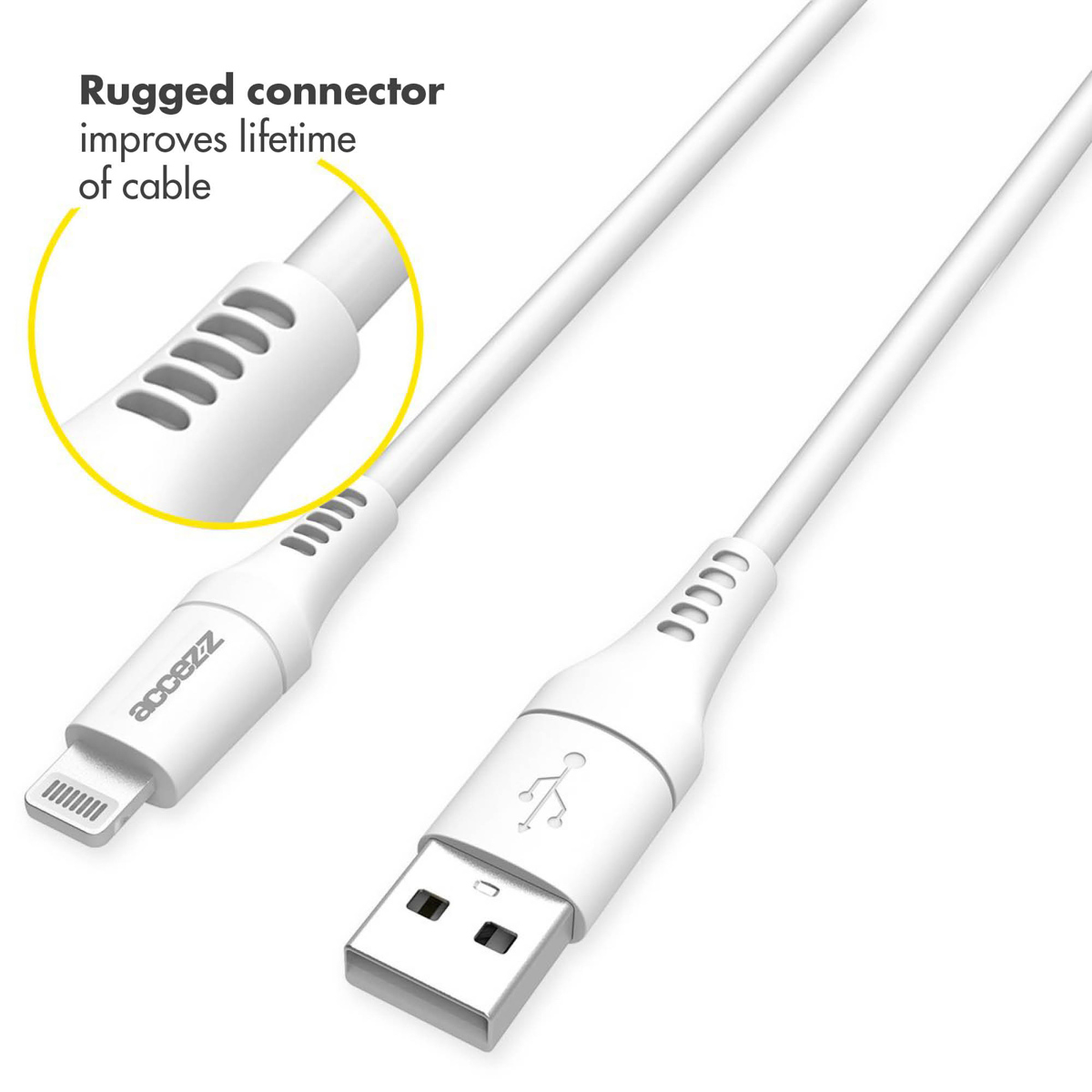 Accezz Lightning naar USB kabel - MFi certificering - 1 meter - Wit