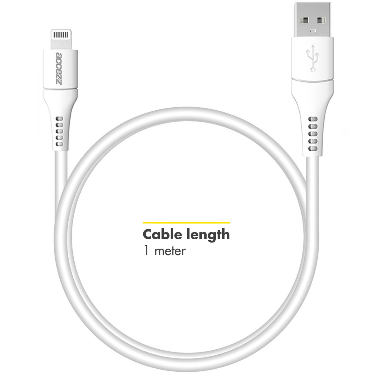 Accezz Lightning naar USB kabel - MFi certificering - 1 meter - Wit