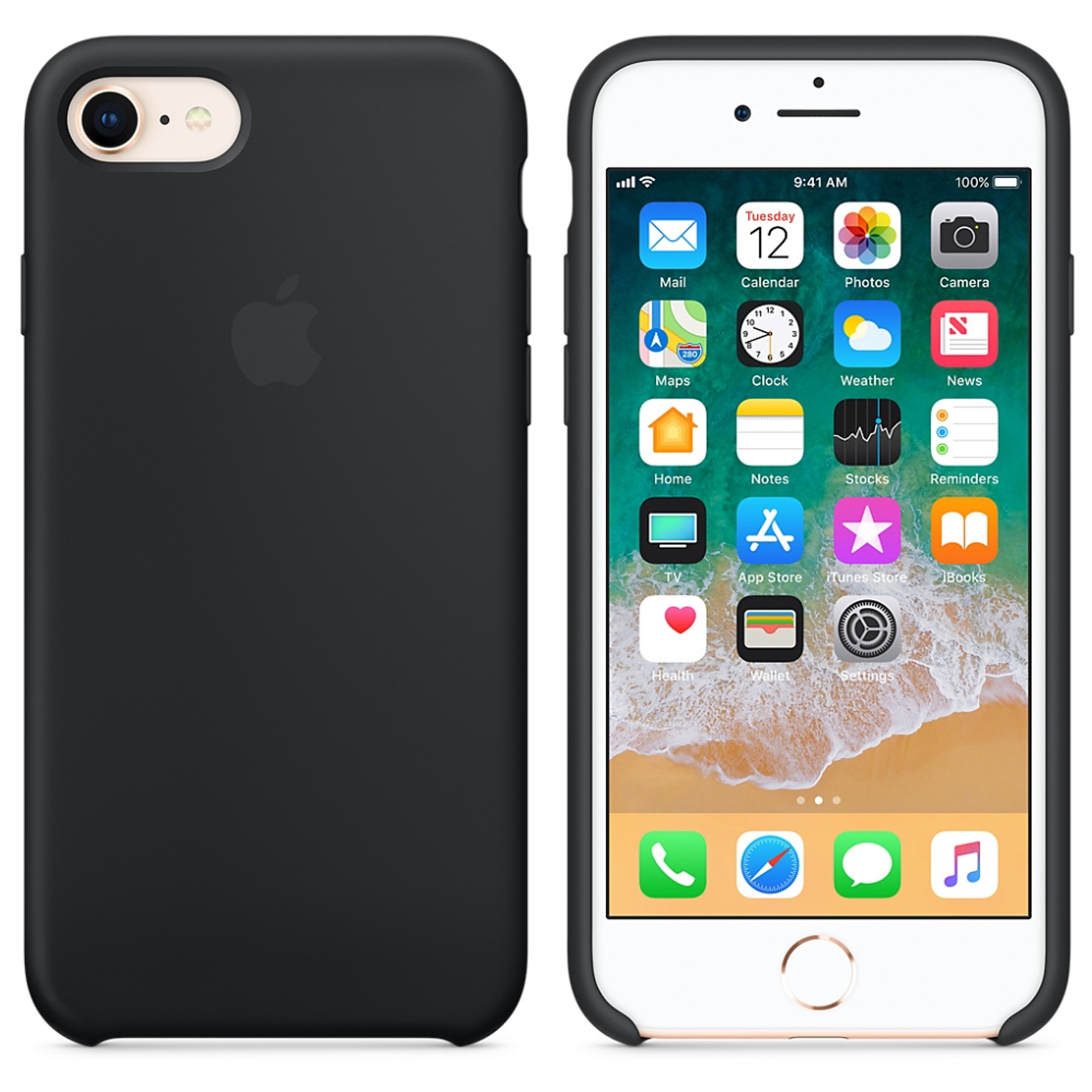 Silicone Backcover Apple iPhone SE (2022 / 2020) / 8 / 7 - Black