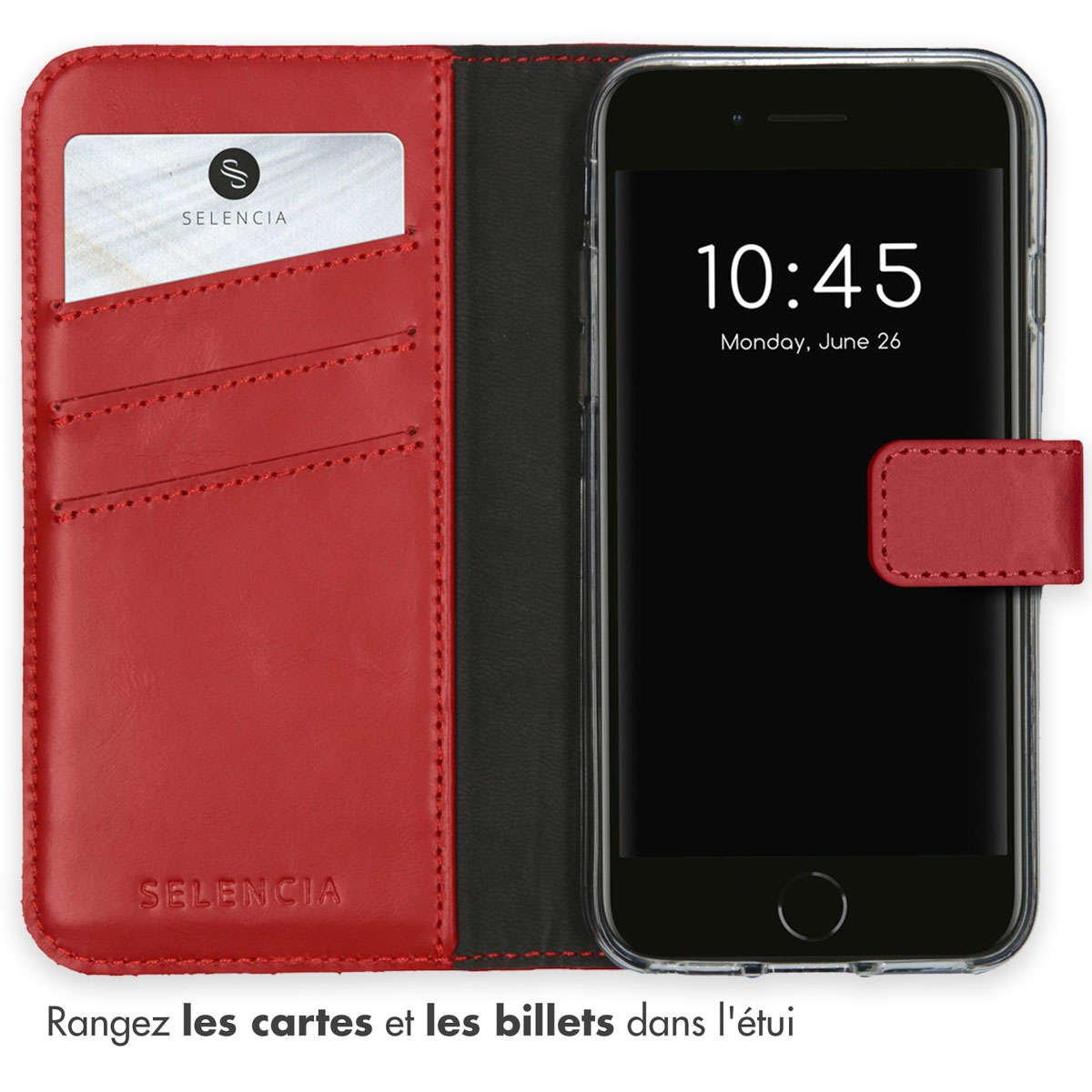 Selencia Echt Lederen Bookcase Apple iPhone SE (2022 / 2020) / 8 / 7 / 6(s) - Rood