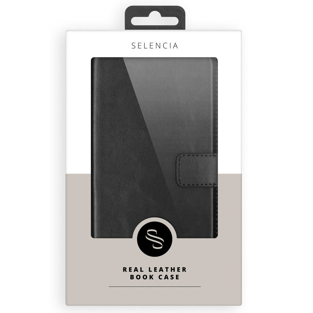 Selencia Echt Lederen Bookcase Apple iPhone SE / 5 / 5s - Zwart