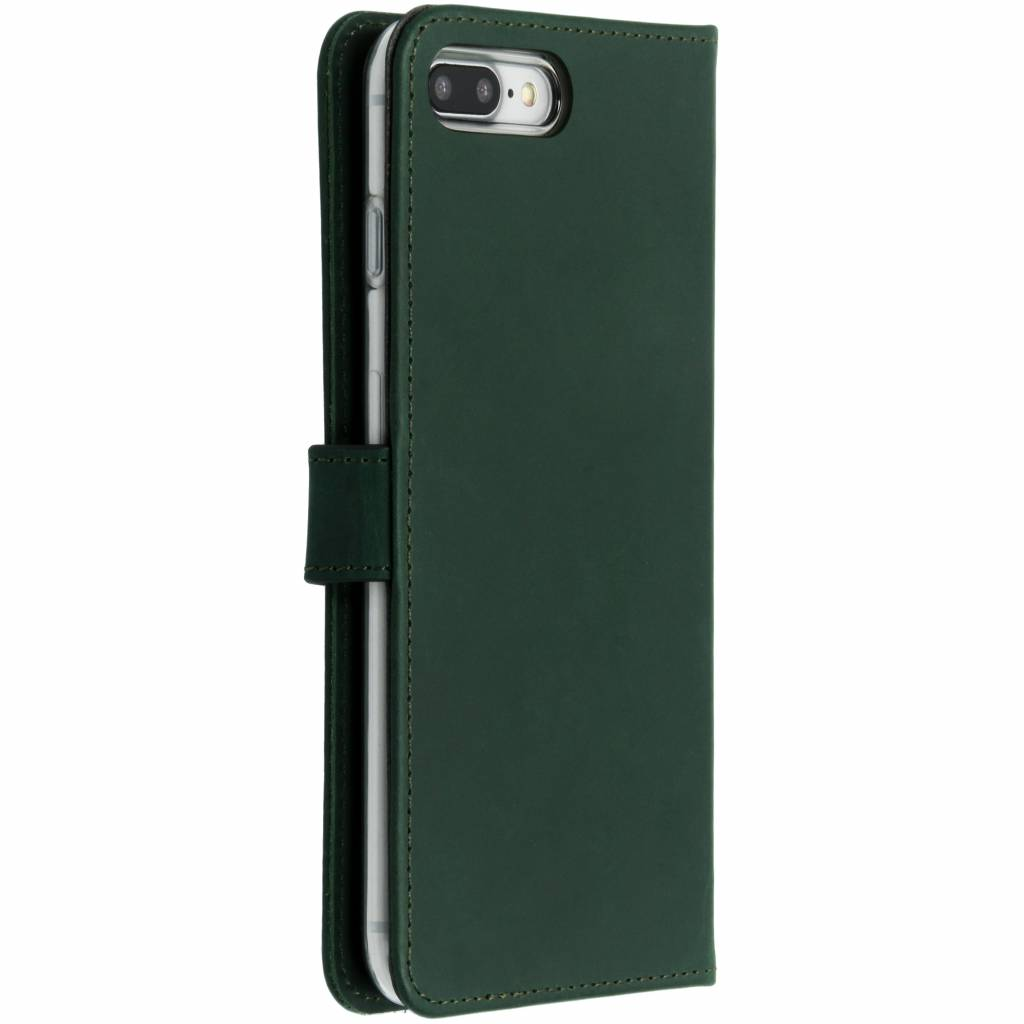 Selencia Echt Lederen Bookcase Apple iPhone 8 Plus / 7 Plus - Groen