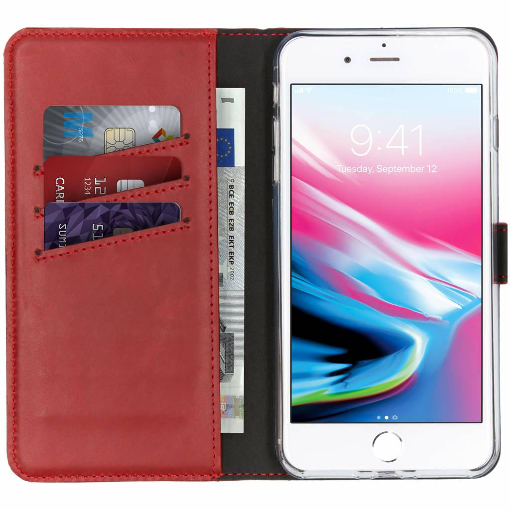 Selencia Echt Lederen Bookcase Apple iPhone 8 Plus / 7 Plus - Rood