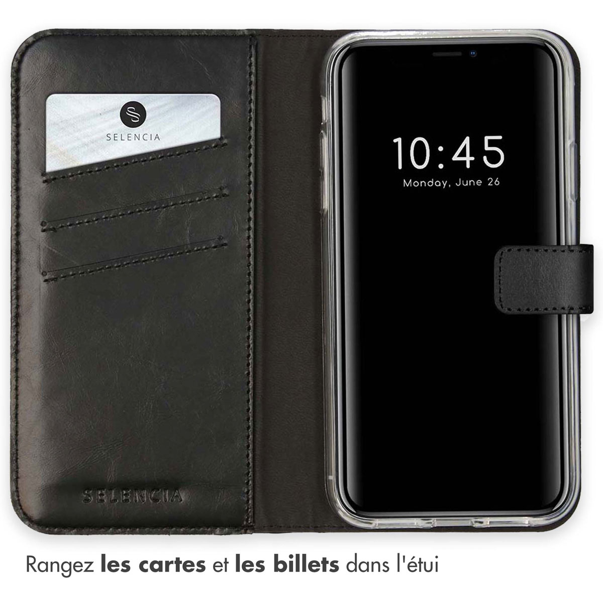 Selencia Echt Lederen Bookcase Apple iPhone Xr - Zwart