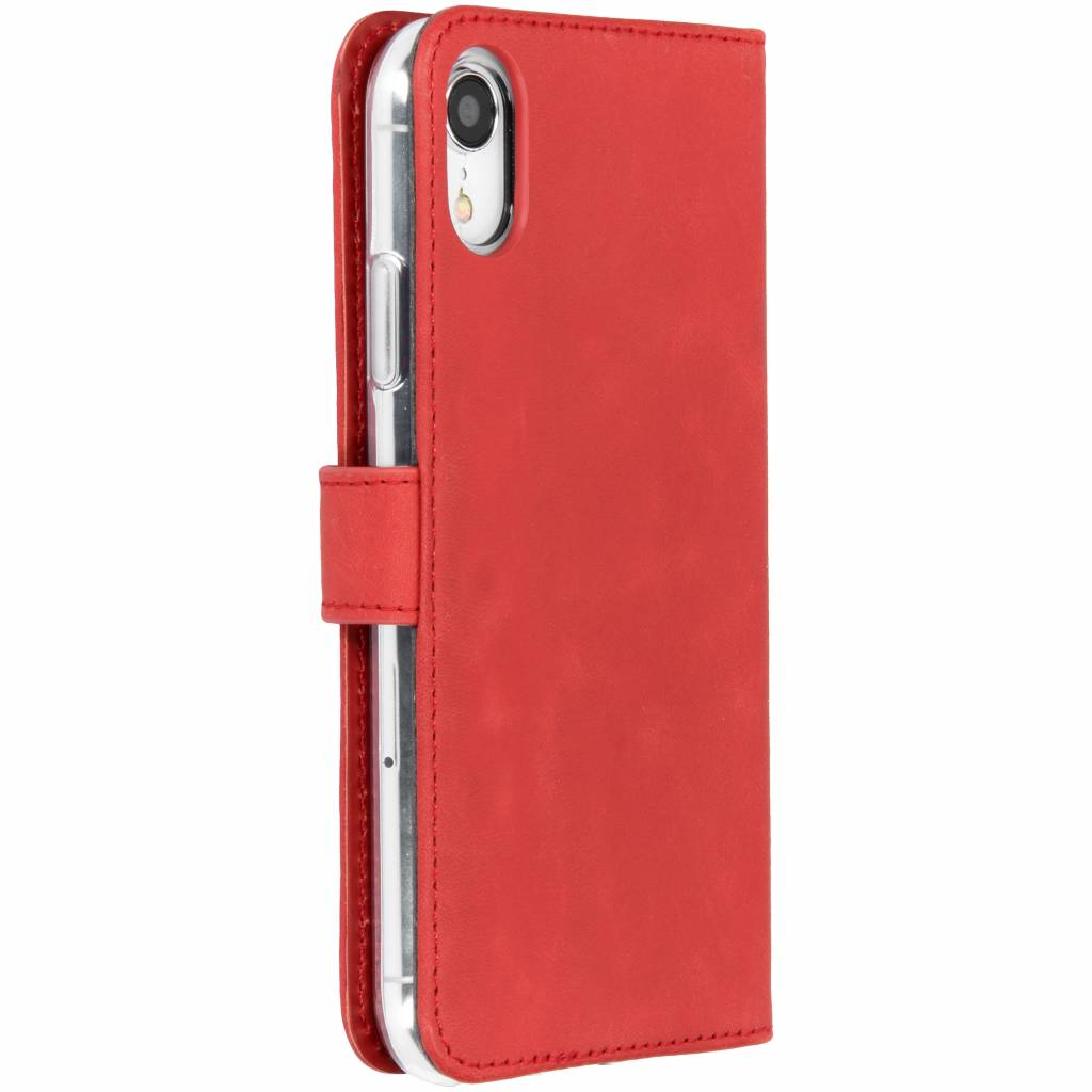 Selencia Echt Lederen Bookcase Apple iPhone Xr - Rood