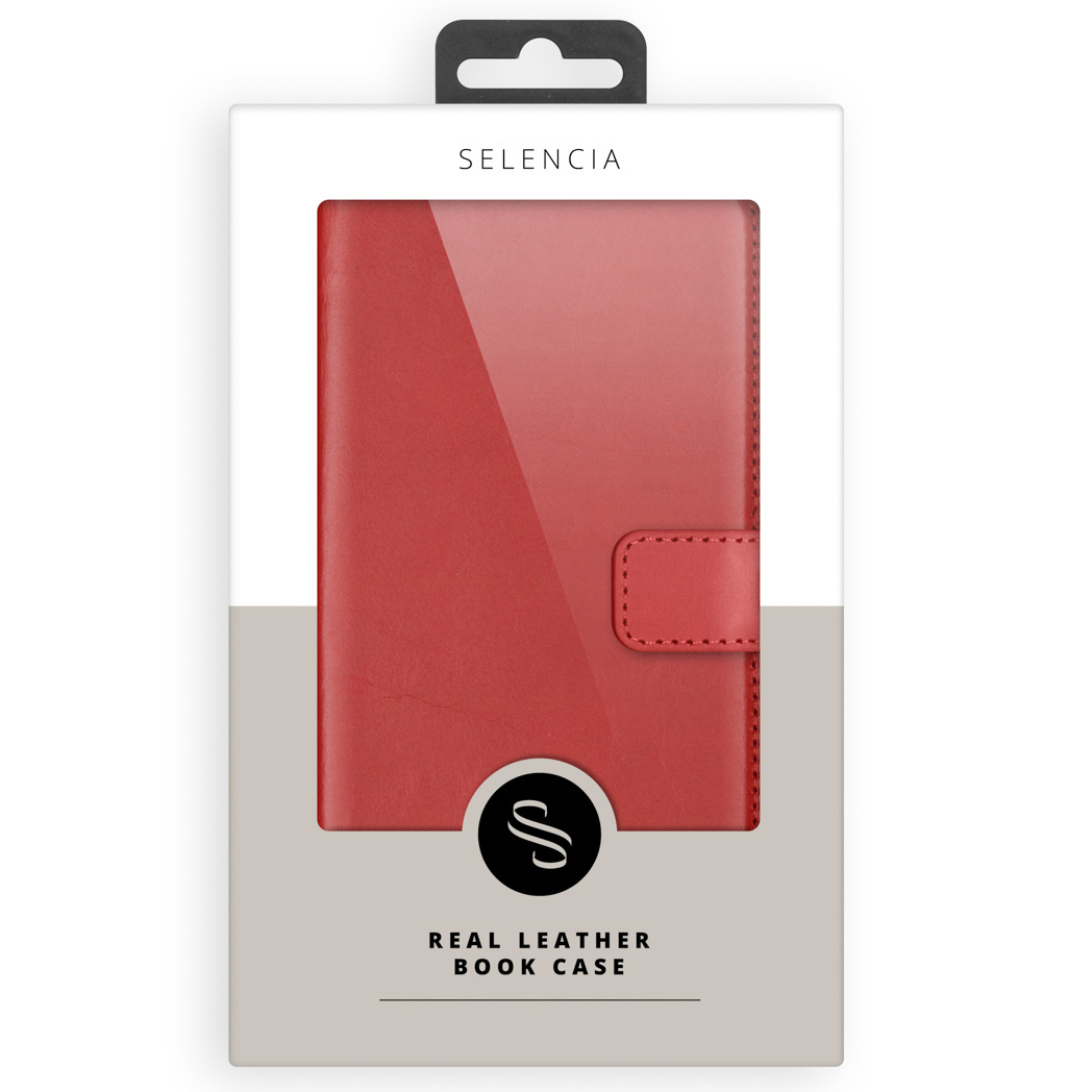 Selencia Echt Lederen Bookcase Apple iPhone Xr - Rood