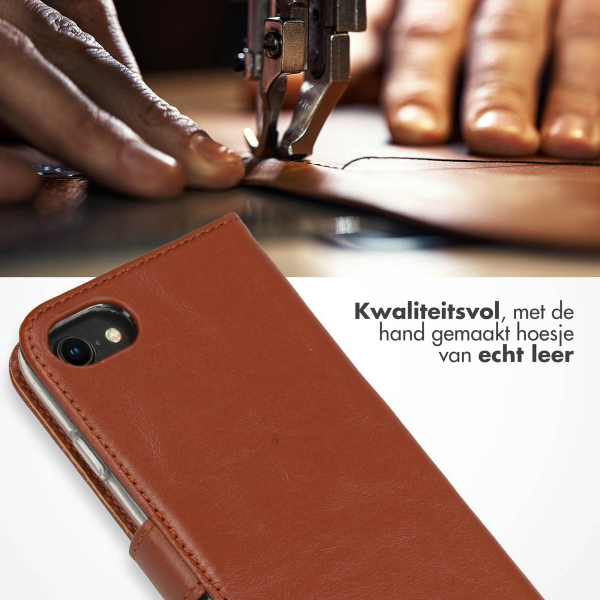 Selencia Echt Lederen Bookcase Apple iPhone SE (2022 / 2020) / 8 / 7 / 6(s)
