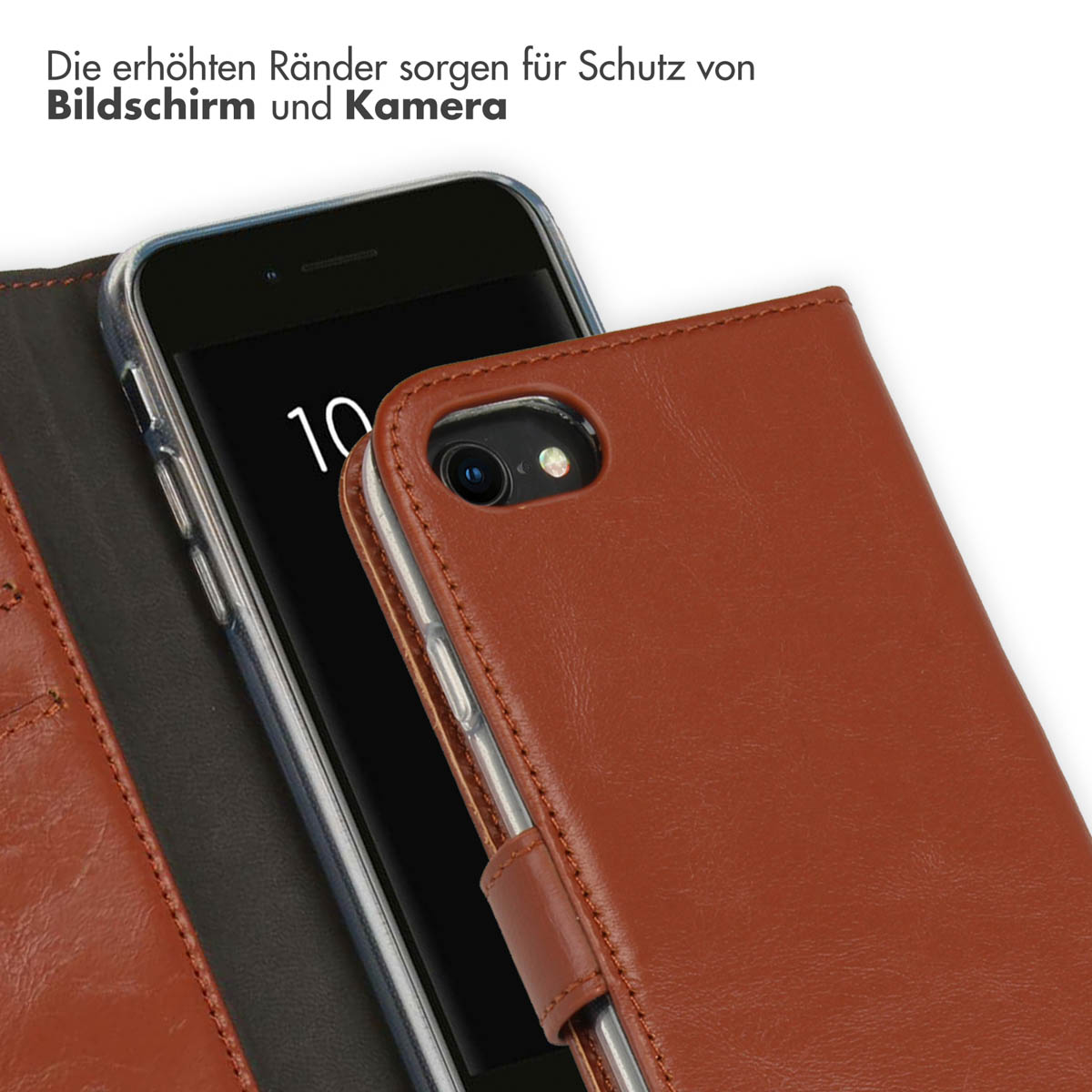 Selencia Echt Lederen Bookcase Apple iPhone SE (2022 / 2020) / 8 / 7 / 6(s)