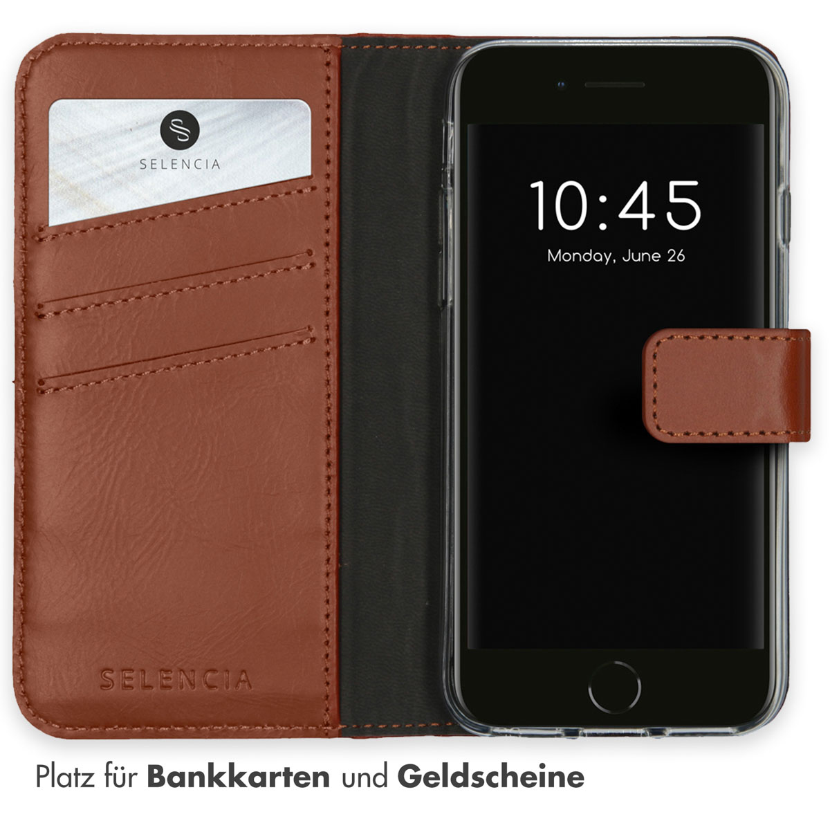 Selencia Echt Lederen Bookcase Apple iPhone SE (2022 / 2020) / 8 / 7 / 6(s)