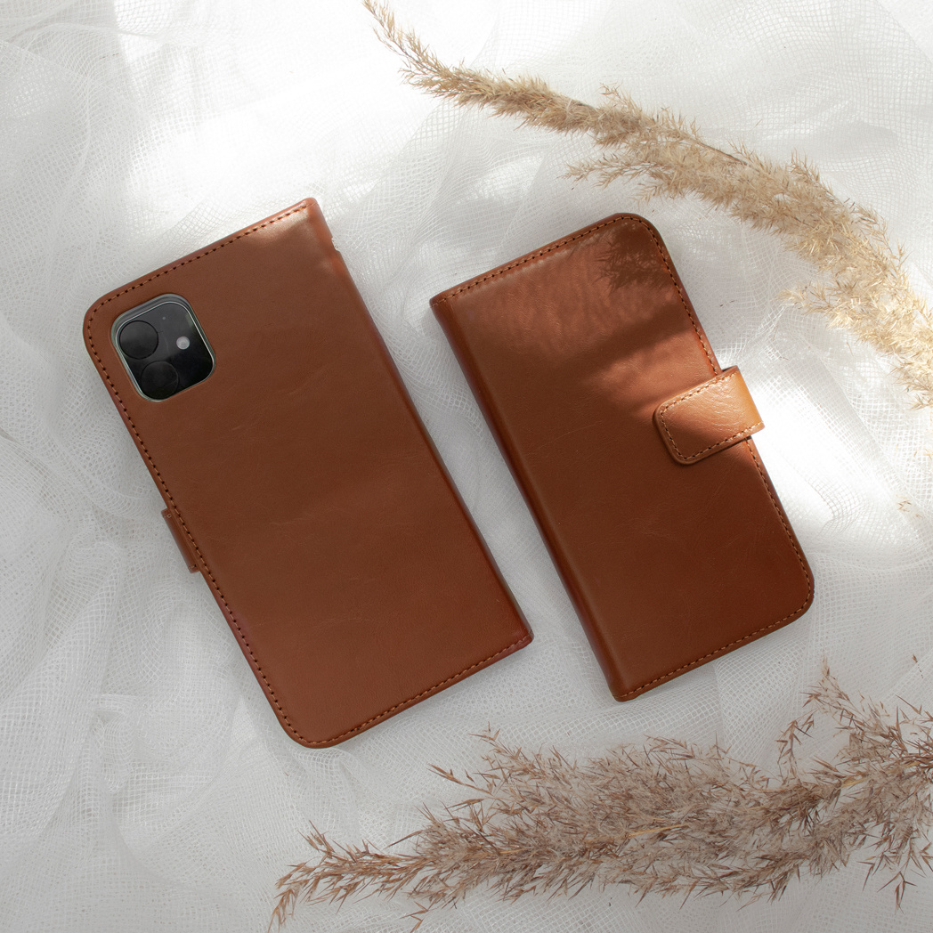Selencia Echt Lederen Bookcase Apple iPhone Xr - Lichtbruin