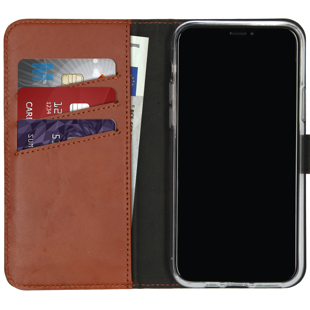 Selencia Echt Lederen Bookcase Apple iPhone 11 Pro - Lichtbruin