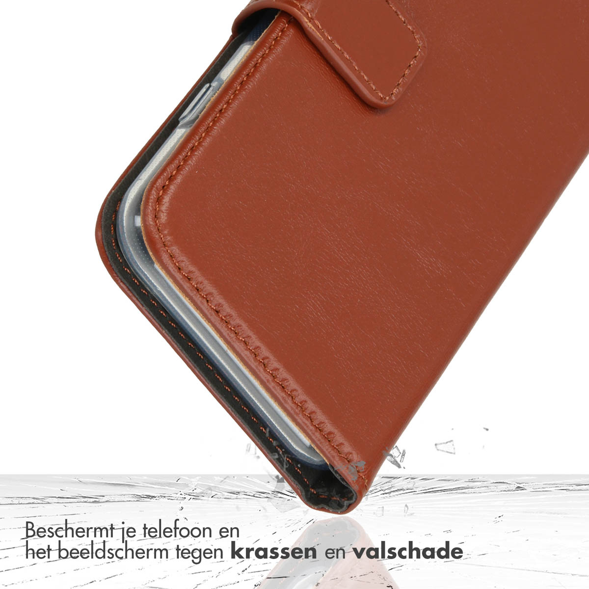 Selencia Echt Lederen Bookcase Apple iPhone 11 Pro - Lichtbruin