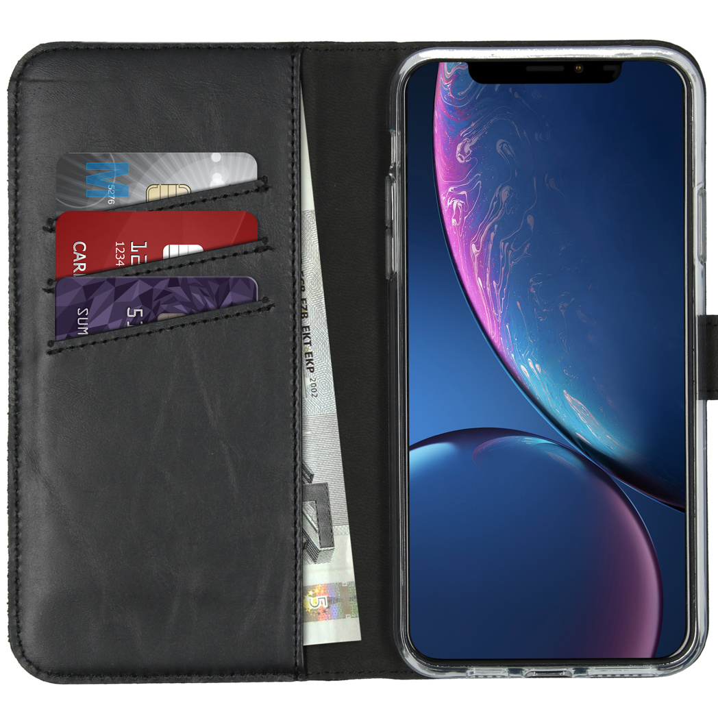 Selencia Echt Lederen Bookcase Apple iPhone 11 Pro Max - Zwart