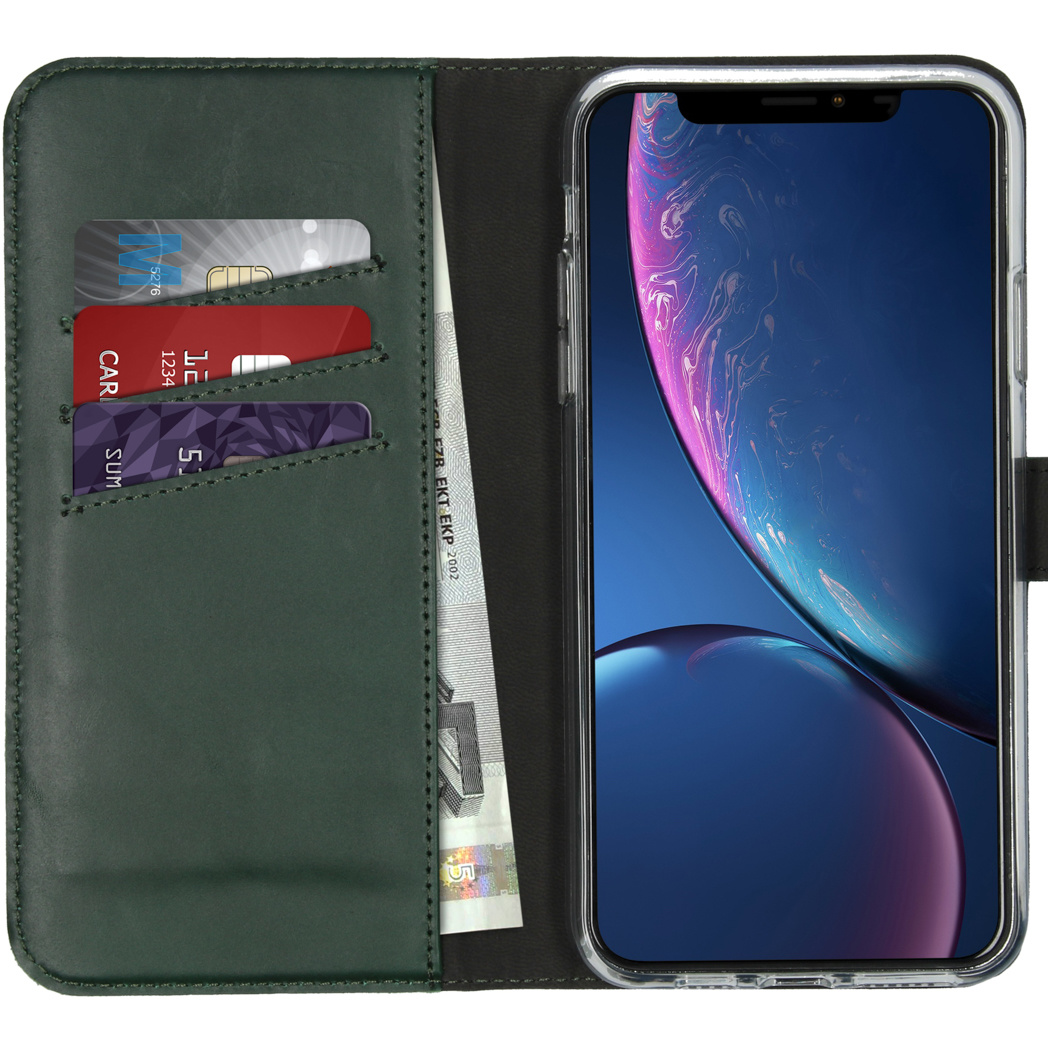 Selencia Echt Lederen Bookcase Apple iPhone 11 Pro Max - Groen