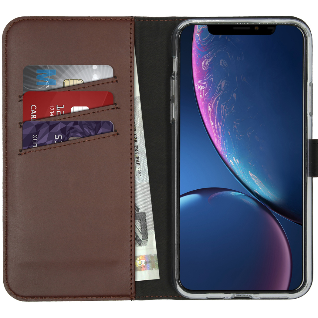 Selencia Echt Lederen Bookcase Apple iPhone 11 Pro Max - Bruin