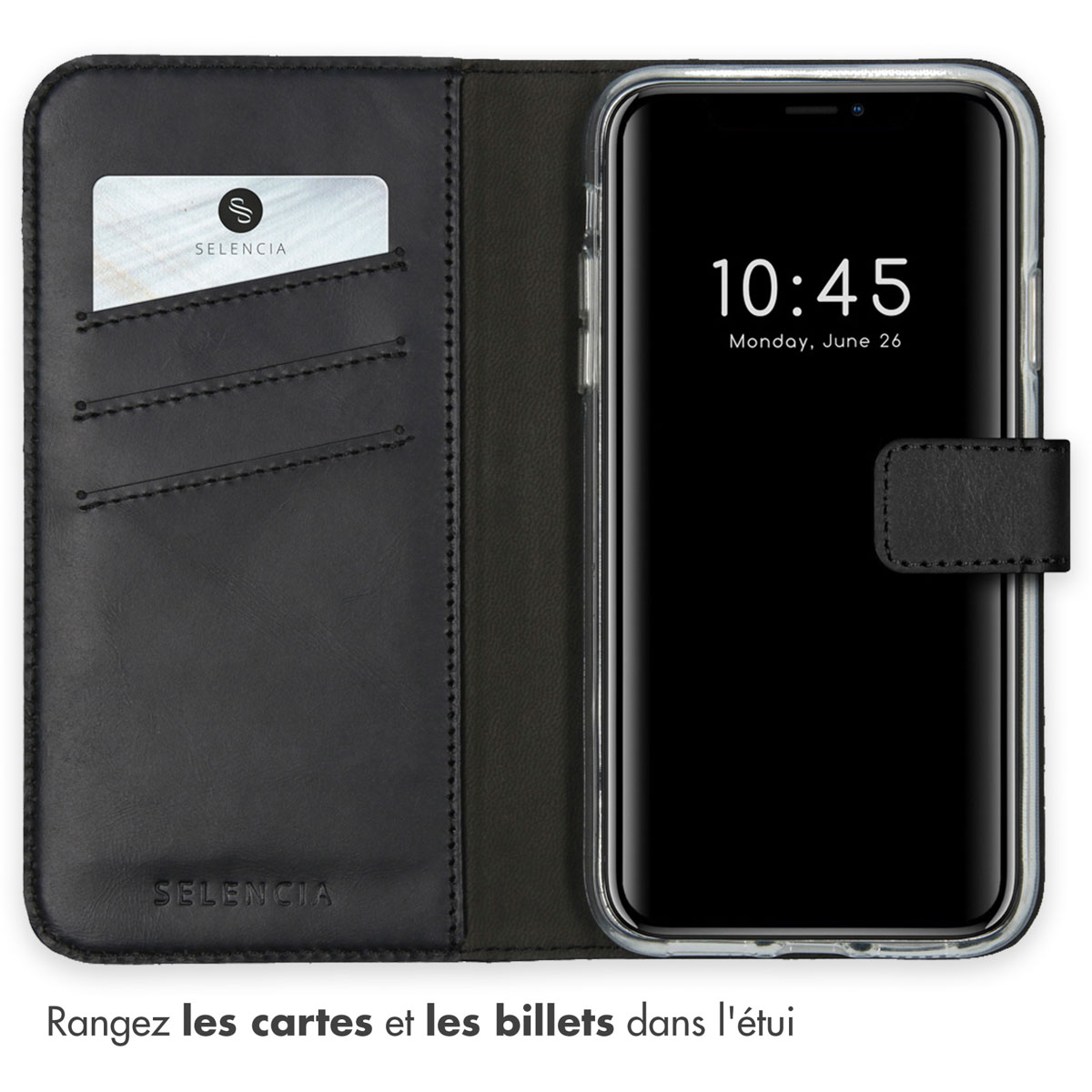 Selencia Echt Lederen Bookcase Apple iPhone 11 - Zwart