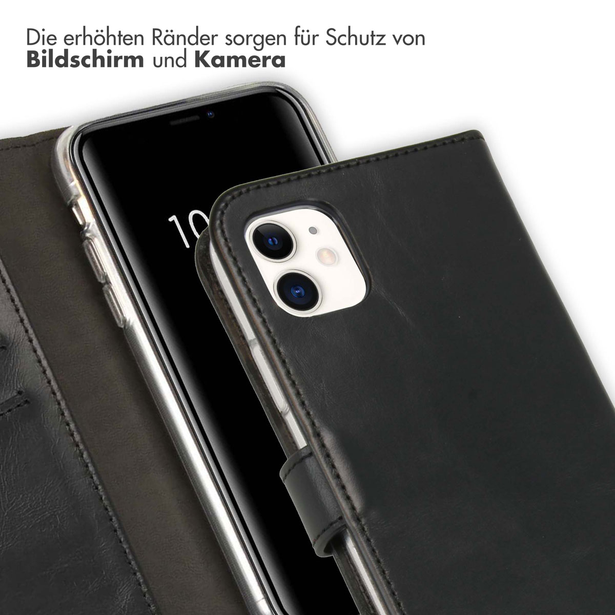 Selencia Echt Lederen Bookcase Apple iPhone 11 - Zwart