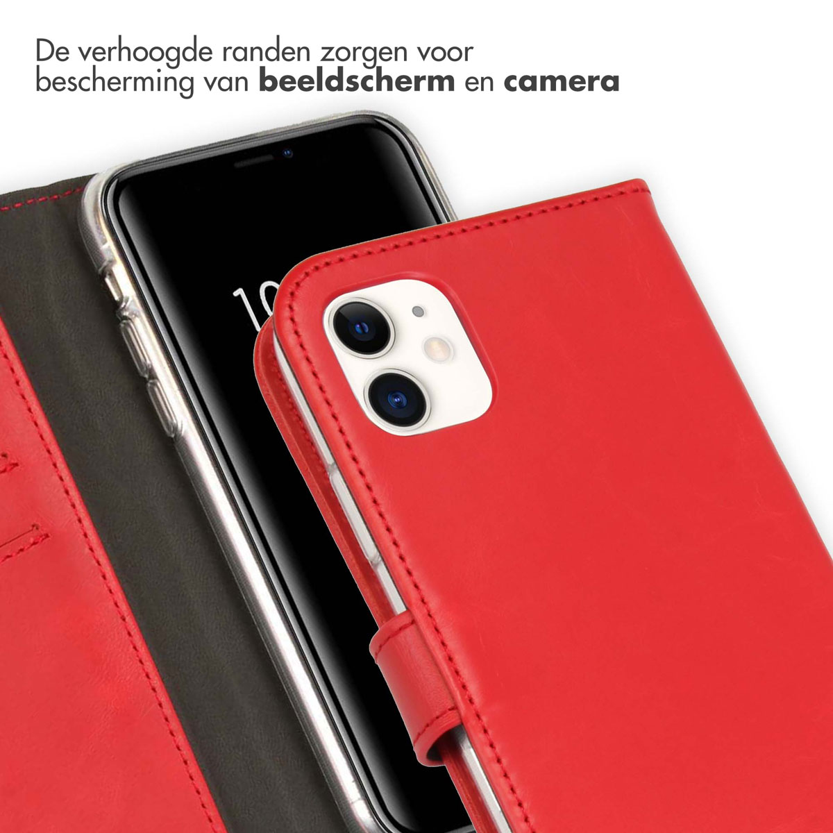 Selencia Echt Lederen Bookcase Apple iPhone 11 - Rood