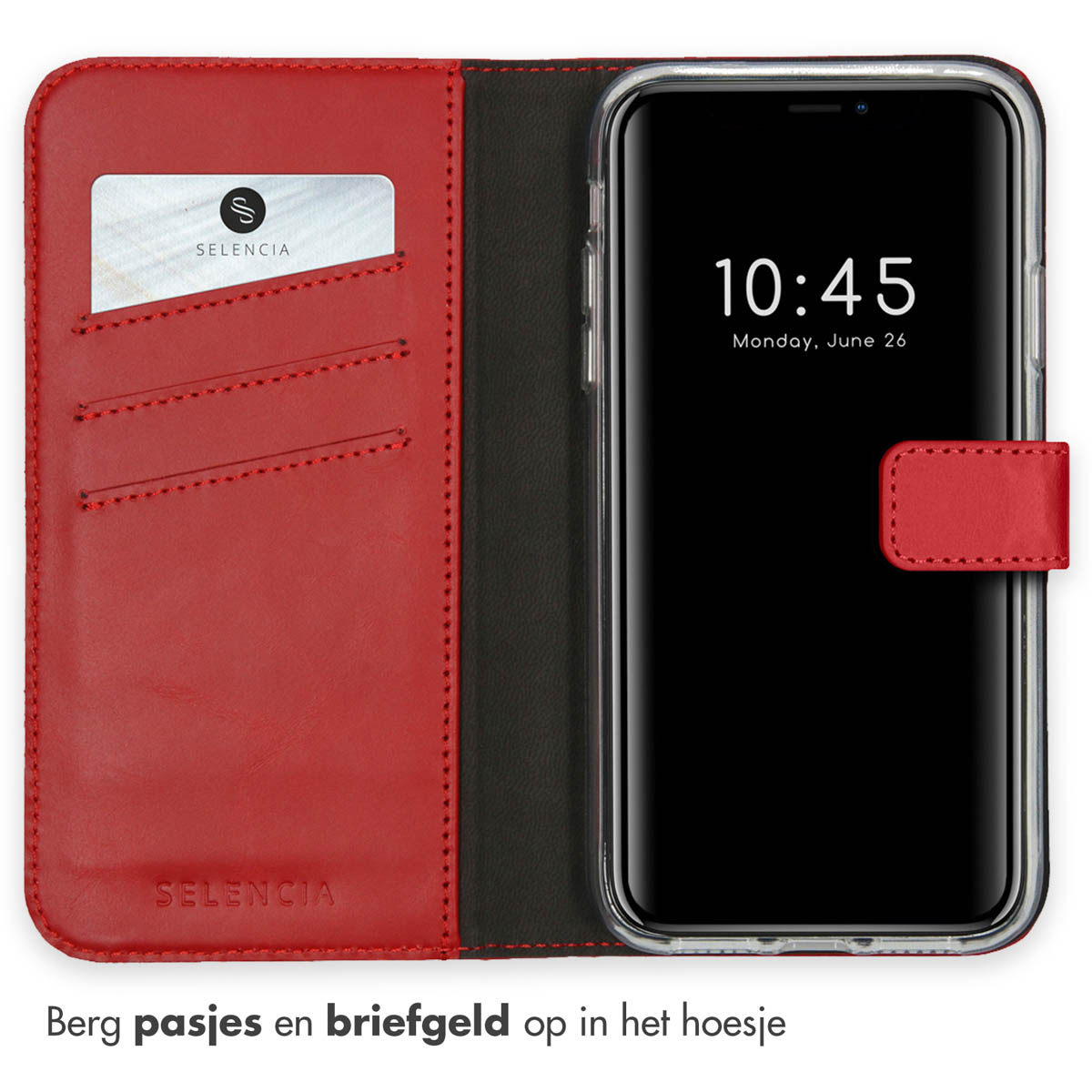 Selencia Echt Lederen Bookcase Apple iPhone 11 - Rood