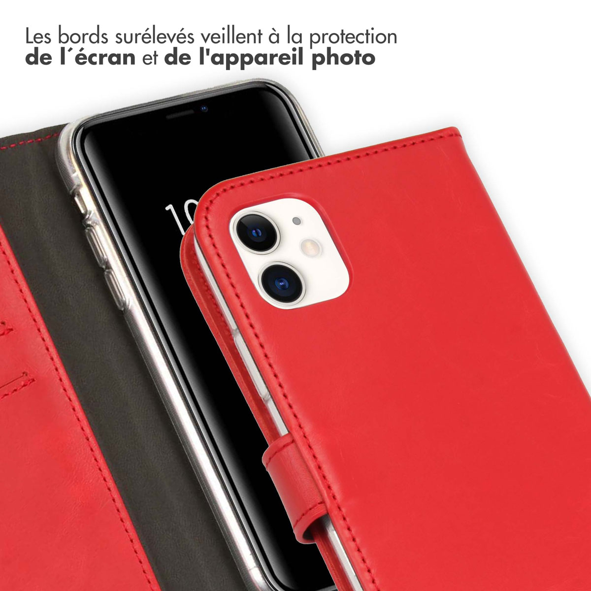 Selencia Echt Lederen Bookcase Apple iPhone 11 - Rood