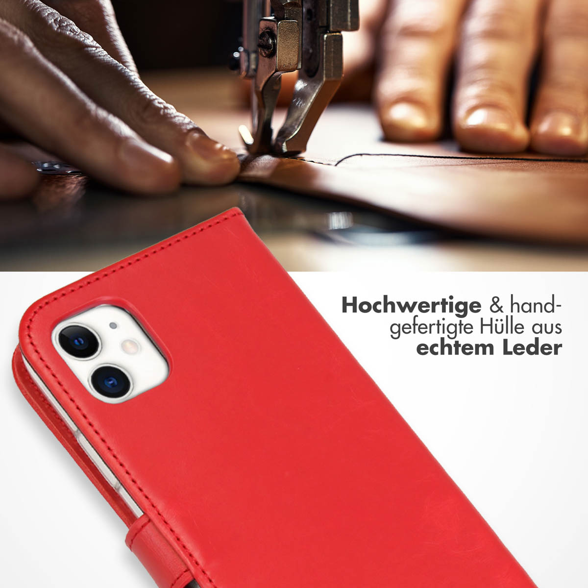 Selencia Echt Lederen Bookcase Apple iPhone 11 - Rood