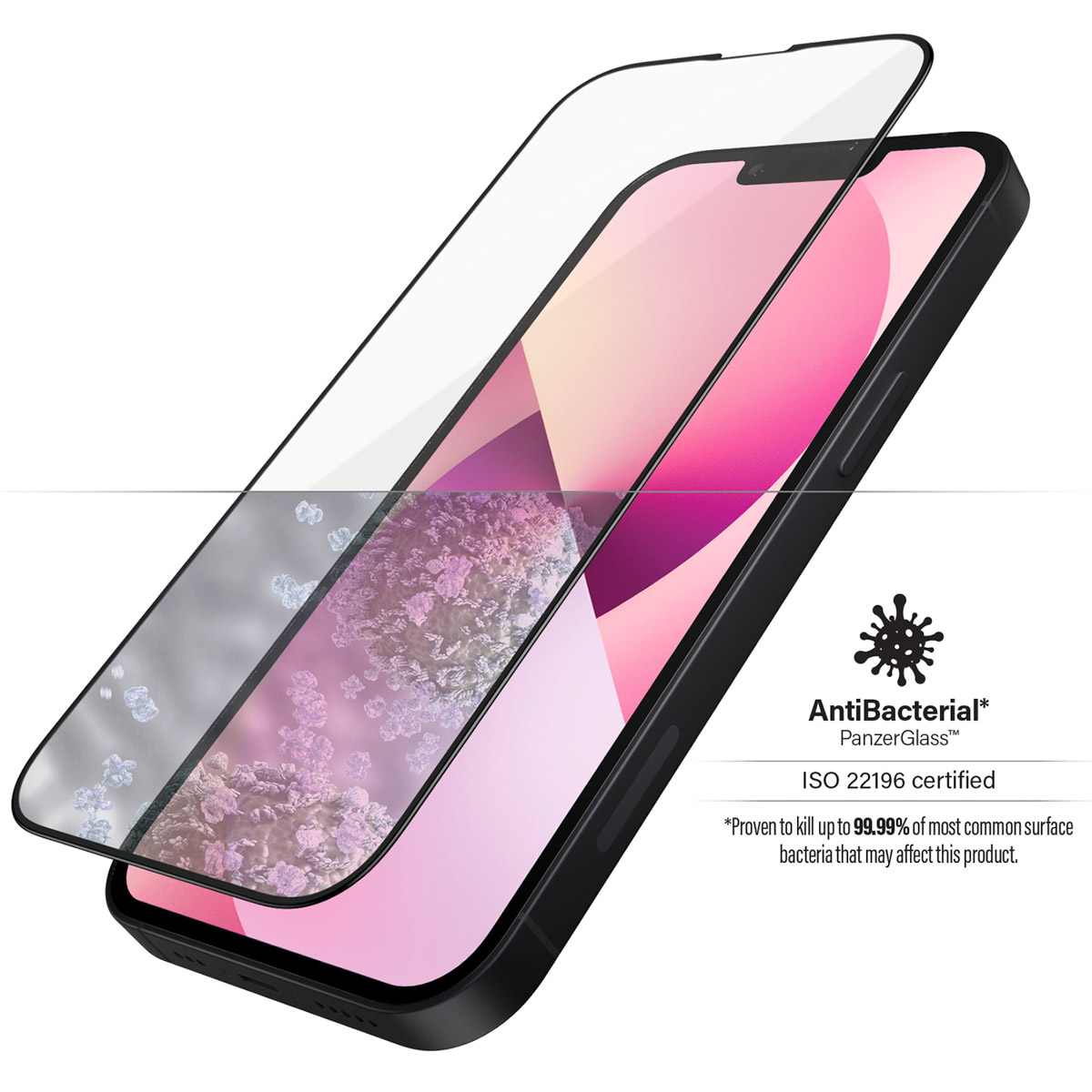 PanzerGlass Anti-Bacterial CaseFriendly Screenprotector Apple iPhone 13 Mini - Zwart