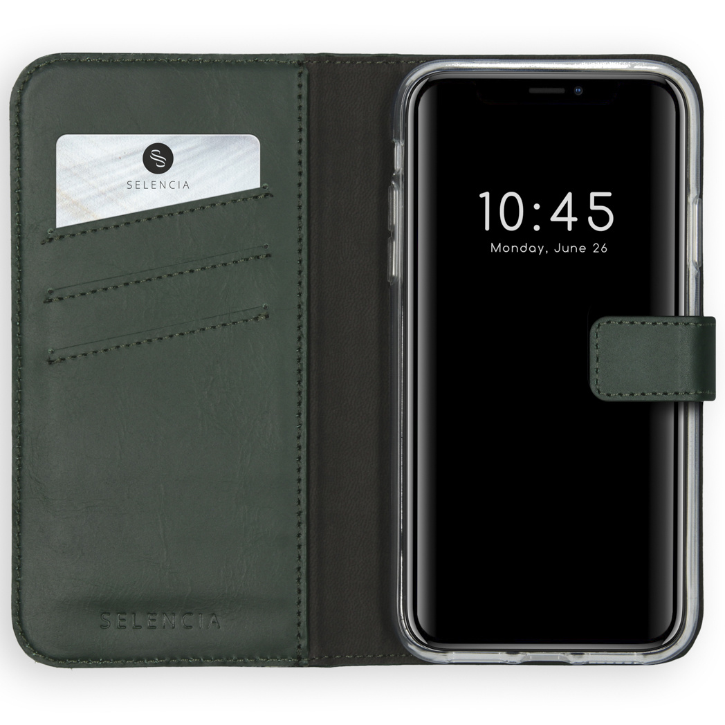 Selencia Echt Lederen Bookcase Apple iPhone Xs - Groen