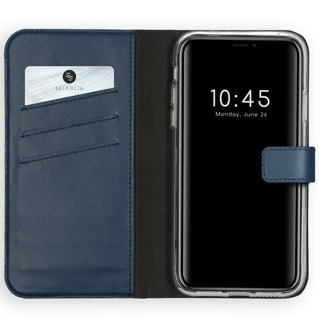 Selencia Echt Lederen Bookcase Apple iPhone 11 - Blauw