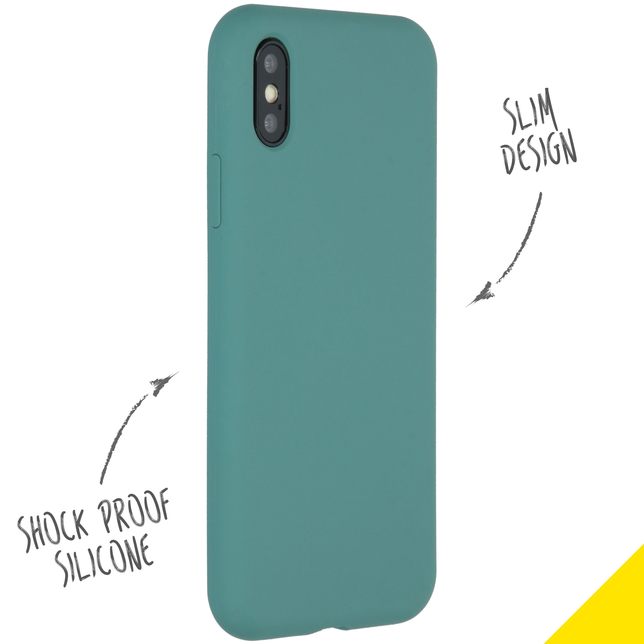 Accezz Liquid Silicone Backcover Apple iPhone Xs / X - Donkergroen
