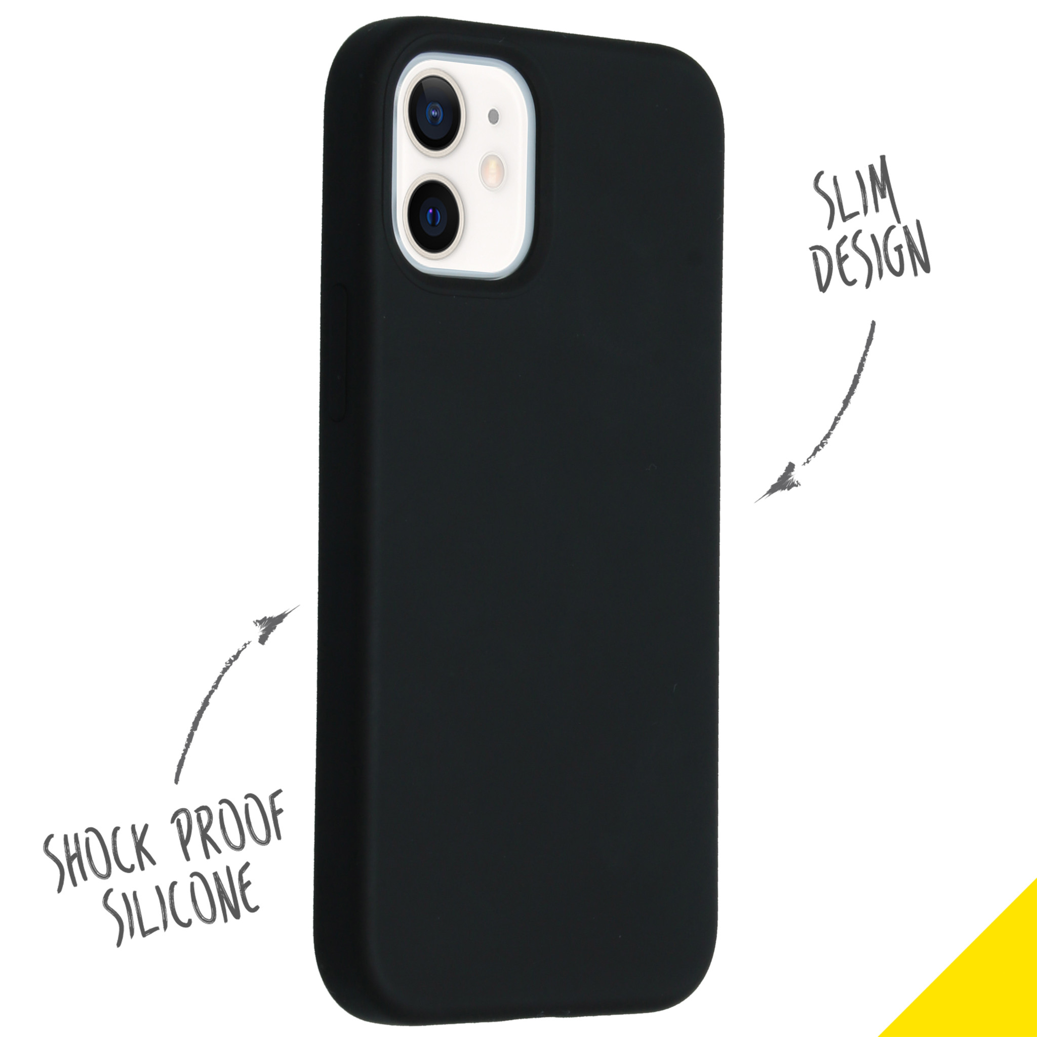 Accezz Liquid Silicone Backcover Apple iPhone 12 Mini - Zwart