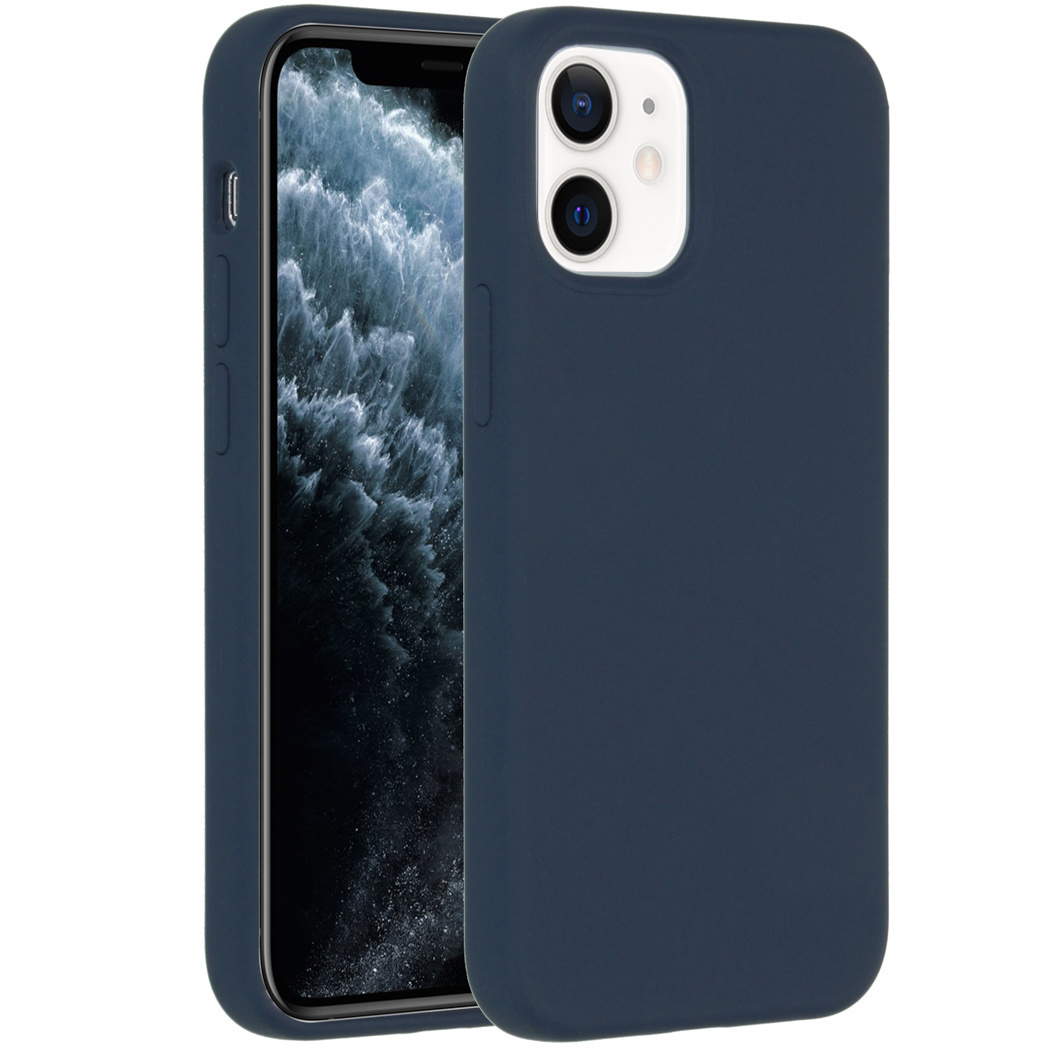 Accezz Liquid Silicone Backcover Apple iPhone 12 Mini - Donkerblauw