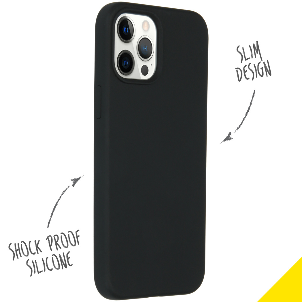 Accezz Liquid Silicone Backcover Apple iPhone 12 Pro Max - Zwart
