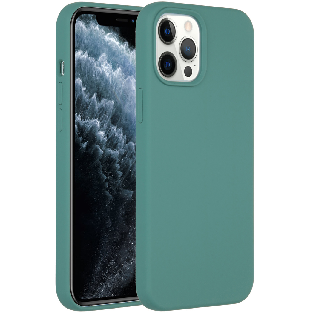 Accezz Liquid Silicone Backcover Apple iPhone 12 Pro Max - Donkergroen