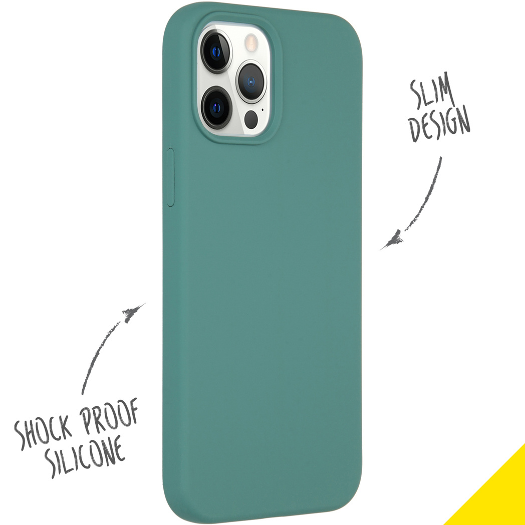 Accezz Liquid Silicone Backcover Apple iPhone 12 Pro Max - Donkergroen