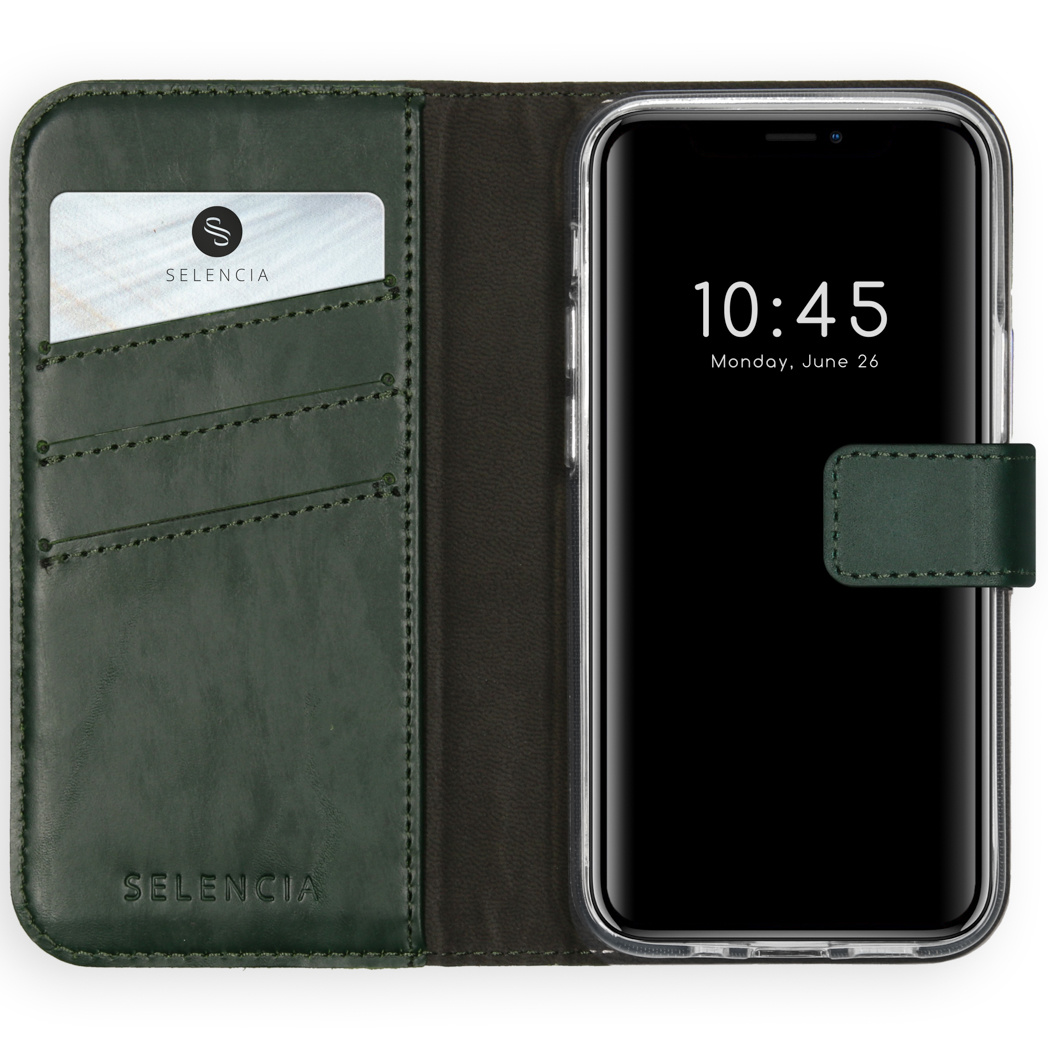 Selencia Echt Lederen Bookcase Apple iPhone 12 Mini - Groen