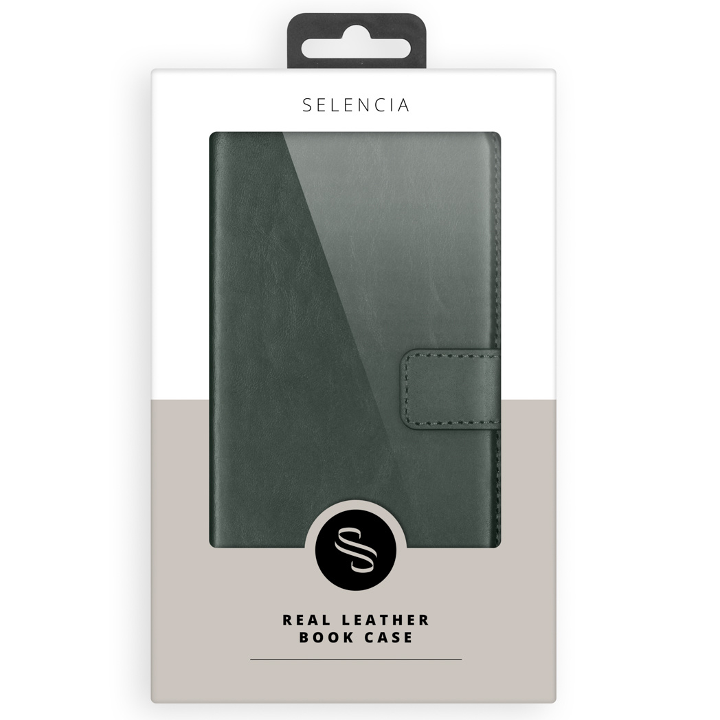 Selencia Echt Lederen Bookcase Apple iPhone 12 Mini - Groen