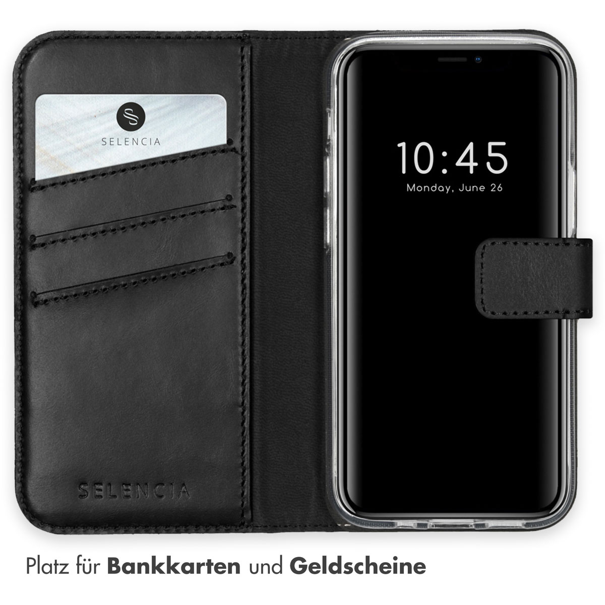 Selencia Echt Lederen Bookcase Apple iPhone 12 Mini - Zwart