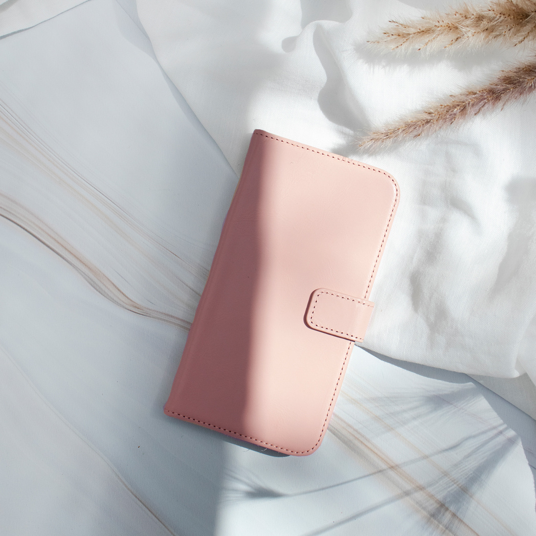 Selencia Echt Lederen Bookcase Apple iPhone 12 Mini - Roze