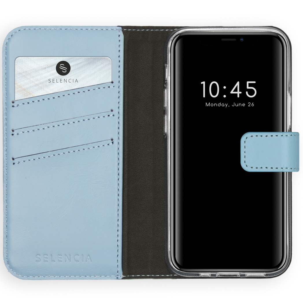 Selencia Echt Lederen Bookcase Apple iPhone 12 Mini - Lichtblauw