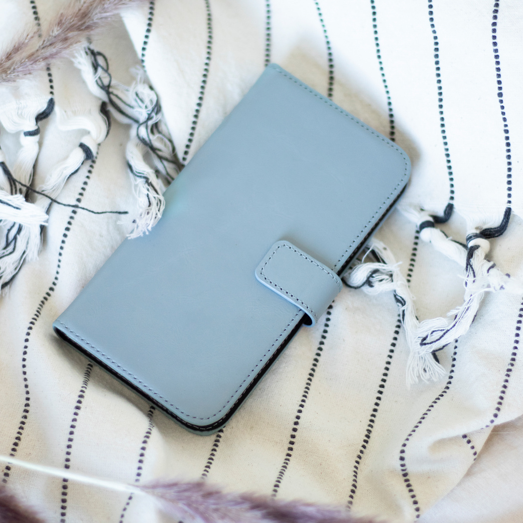 Selencia Echt Lederen Bookcase Apple iPhone 12 Mini - Lichtblauw